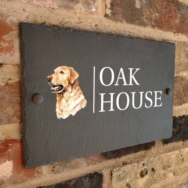 Rustic Slate Dog Custom House Sign Farmhouse Plaque Door Number 30 X 20cm - image 1