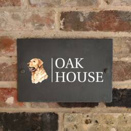Rustic Slate Dog Custom House Sign Farmhouse Plaque Door Number 30 X 20cm - thumbnail 2