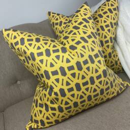 Harlequin Scion Geometric Lace Fabric Ochre Grey Sofa Cushion Throw Pillow Cover - thumbnail 1