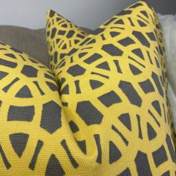 Harlequin Scion Geometric Lace Fabric Ochre Grey Sofa Cushion Throw Pillow Cover - thumbnail 3