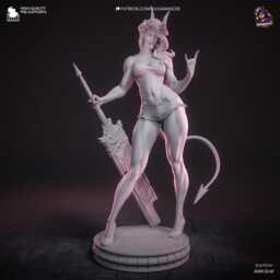 Horned Demon - Dark Fantasy Demonic Gothic Malevola Resin Figure 16K - thumbnail 4