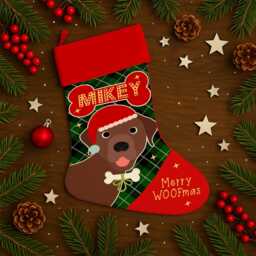 Personalised Dog Christmas Stocking Chocolate Labrador Xmas Treat Sack New Puppy Bag Festive Hanging Toys Storage Boot Pets Esd38 - thumbnail 2