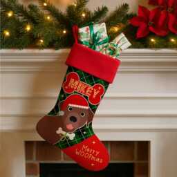 Personalised Dog Christmas Stocking Chocolate Labrador Xmas Treat Sack New Puppy Bag Festive Hanging Toys Storage Boot Pets Esd38 - thumbnail 1