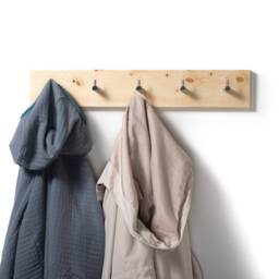 Coat Rack Made Of Swiss Pine Wood - Hook Rail, Coat Rack, Wall-Mounted Wooden Hooks, Towel Holder - thumbnail 2