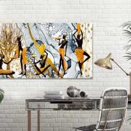 African Women Canvas Print Golden Adornments, Ethnic Cultural Art - thumbnail 3