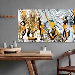 African Women Canvas Print Golden Adornments, Ethnic Cultural Art - thumbnail 2