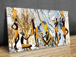 African Women Canvas Print Golden Adornments, Ethnic Cultural Art - thumbnail 1