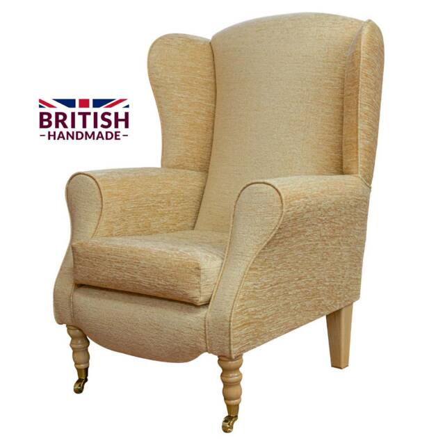 Handmade Gold Wingback Armchair Duchess Fireside Accent Chair - image 1