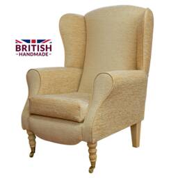 Handmade Gold Wingback Armchair Duchess Fireside Accent Chair - thumbnail 1