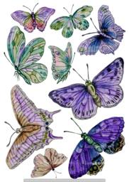 Butterfly Wall Decals 9-Set, Ultra Violet, Furniture Decals, Tile For Bathroom, Kitchen, Living Room - thumbnail 1