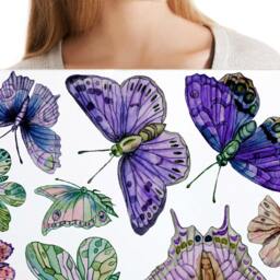 Butterfly Wall Decals 9-Set, Ultra Violet, Furniture Decals, Tile For Bathroom, Kitchen, Living Room - thumbnail 2