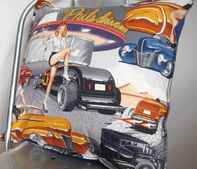 Cheeky Pin Up Cushion Cover - Hot Rod Girls - image 1
