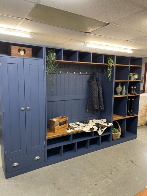 Boot Room Farrow & Ball Stiffkey Blue Flexible Cupboard, Storage Shelves /Bench - image 1
