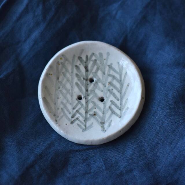 Ceramic Soap Dish, Small With Handpainted Pattern - image 1