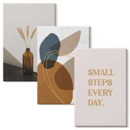 Canvas Art Set Of 3 - Shapes & Natural Accents Included, Brown Wall Art, Abstract Hanging Piece - thumbnail 2