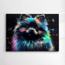 Colorful Pomeranian Dog Pet Abstract Modern Oil Painting Wall Art, Framed Canvas Poster Print, Home Kitchen Office Room Decor, Gifts - thumbnail 3