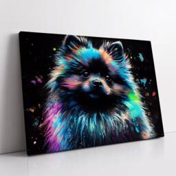 Colorful Pomeranian Dog Pet Abstract Modern Oil Painting Wall Art, Framed Canvas Poster Print, Home Kitchen Office Room Decor, Gifts - thumbnail 2