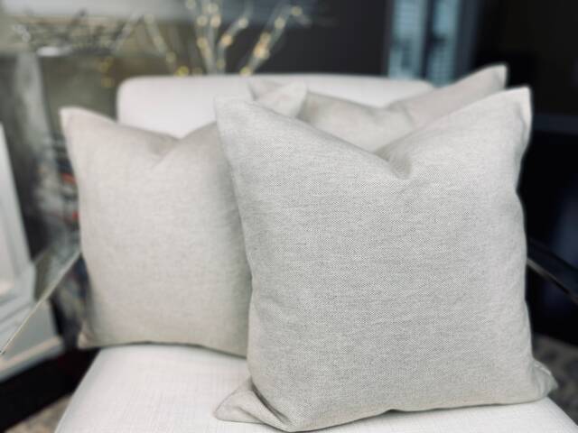 Basketweave Linen Cotton Pillow Cover Modern Textured Beige Cushion - image 1