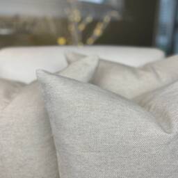 Basketweave Linen Cotton Pillow Cover Modern Textured Beige Cushion - thumbnail 2