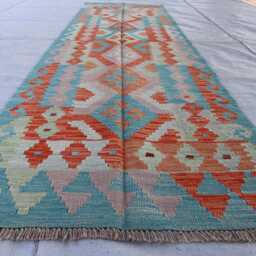 3x10 Ft Stunning Runner Kilim Rug, New Chubi Maimana Afghan Handmade Flatweave Oriental Hallway Rug - thumbnail 2