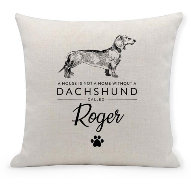 Personalised Sausage Dog, Dachshund Cushion Cover, Pet Name, Home Decor, Pillow, 40cm - image 1