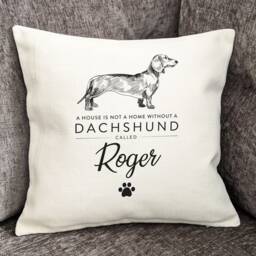Personalised Sausage Dog, Dachshund Cushion Cover, Pet Name, Home Decor, Pillow, 40cm - thumbnail 2