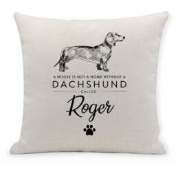 Personalised Sausage Dog, Dachshund Cushion Cover, Pet Name, Home Decor, Pillow, 40cm - thumbnail 1