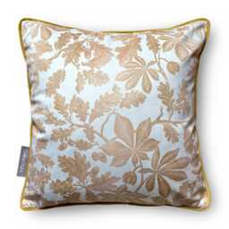 Celina Digby?? Luxury Designer Velvet Cushion Cover Pillow, Floral Design With Gold Piping, Four Seasons Autumn, Cream & Gold, in 2 Sizes - thumbnail 1