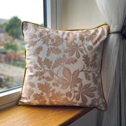 Celina Digby?? Luxury Designer Velvet Cushion Cover Pillow, Floral Design With Gold Piping, Four Seasons Autumn, Cream & Gold, in 2 Sizes - thumbnail 2