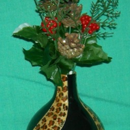 Custom Exotic Leopard Print/Mirror Black Vase, Short, Round Bottle Cheetah Print, Animal Print Holiday Gift, Ceramic Vase - thumbnail 3