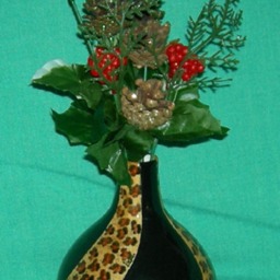 Custom Exotic Leopard Print/Mirror Black Vase, Short, Round Bottle Cheetah Print, Animal Print Holiday Gift, Ceramic Vase - thumbnail 2
