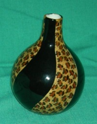 Custom Exotic Leopard Print/Mirror Black Vase, Short, Round Bottle Cheetah Print, Animal Print Holiday Gift, Ceramic Vase - thumbnail 1