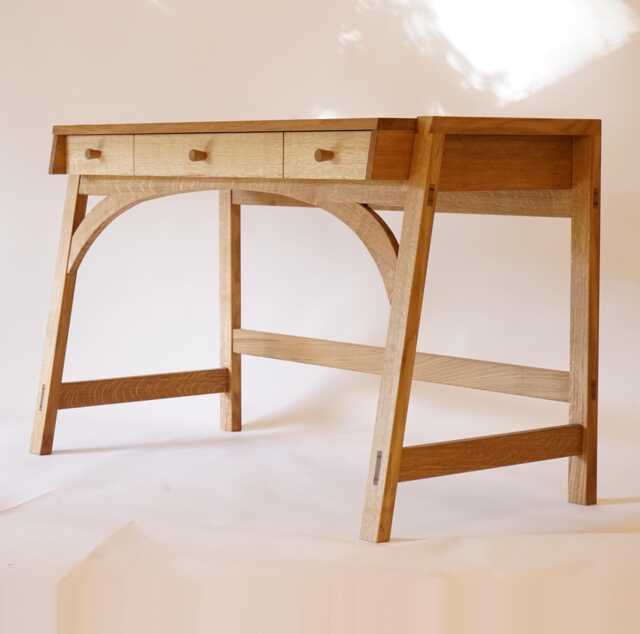 Handmade Solid European Oak Desk 3-Drawer Office Writing Table - image 1