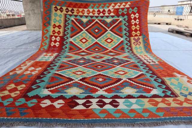 5x7 Ft New Tribal Oriental Rug, Turkmen Rug, Flatweave Kilim Afghan Maimana Vintage Rug For Bedroom, Livingroom - image 1