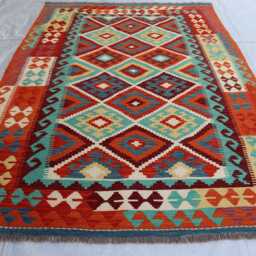 5x7 Ft New Tribal Oriental Rug, Turkmen Rug, Flatweave Kilim Afghan Maimana Vintage Rug For Bedroom, Livingroom - thumbnail 2