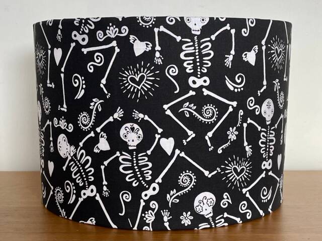 Skeleton Lampshade Black White 40cm 30cm 25cm 20cm 15cm Fabric Drum Ceiling Pendant Table Lamp Various Sizes Metallic Children's Boys Girls - image 1