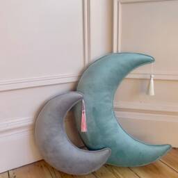 Velvet Moon Cushion Pillow With Customisable Silk Tassels & Assorted Colours - Large - thumbnail 2