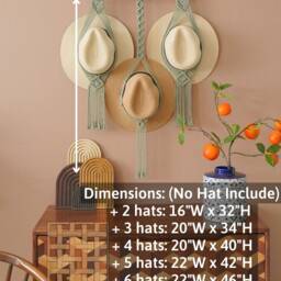 Macrame Hat Holder, Wall Hanger For Hat, Storage, Boho Farmhouse Decor, Mom Birthday Gift, Cap Rack Display, Gift Her H12 - thumbnail 3