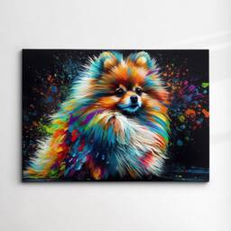 Colorful Pomeranian Dog Pet Abstract Modern Oil Painting Wall Art, Framed Canvas Poster Print, Home Kitchen Office Room Decor, Gifts - thumbnail 3