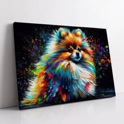 Colorful Pomeranian Dog Pet Abstract Modern Oil Painting Wall Art, Framed Canvas Poster Print, Home Kitchen Office Room Decor, Gifts - thumbnail 2