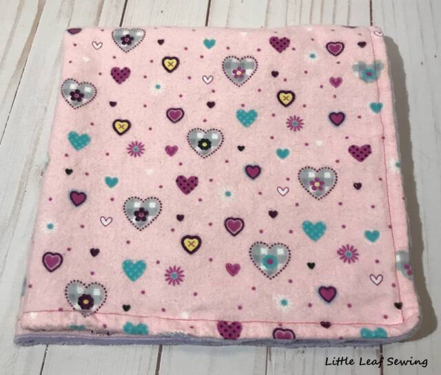 Lovey Blanket, Pink Heart Flannel Minky Blanket For Girl, Security Lovey Baby - image 1