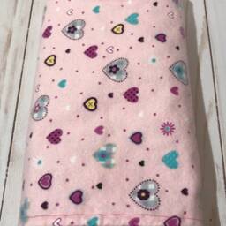 Lovey Blanket, Pink Heart Flannel Minky Blanket For Girl, Security Lovey Baby - thumbnail 3