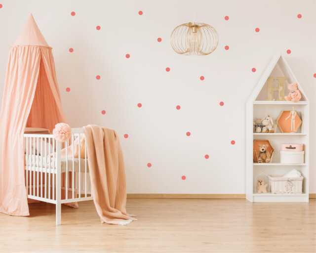 Peachy Orange Polka Dot Wall Stickers, Coral Nursery Decals, Light Spot Soft Warm Kids Room Decor, Playroom Art - image 1
