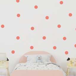 Peachy Orange Polka Dot Wall Stickers, Coral Nursery Decals, Light Spot Soft Warm Kids Room Decor, Playroom Art - thumbnail 2