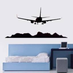 Aviation Gifts - Airplane Wall Decal Boys Room Silhouette Mountain Sticker Vwaq - thumbnail 2