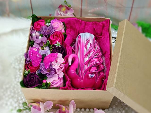Medium Gift Box With Soap Roses & A Carved Candle Gift For Her Mother's Day Wedding Birthday Valentine's Luxury Handmade Soap Bouquet - image 1