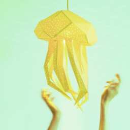 Jellyfish Geometric Lamp, Led Nightlight, Kids Room Origami Lampshade, Hanging Lampshades, Kitchen Accent Lamps - thumbnail 3