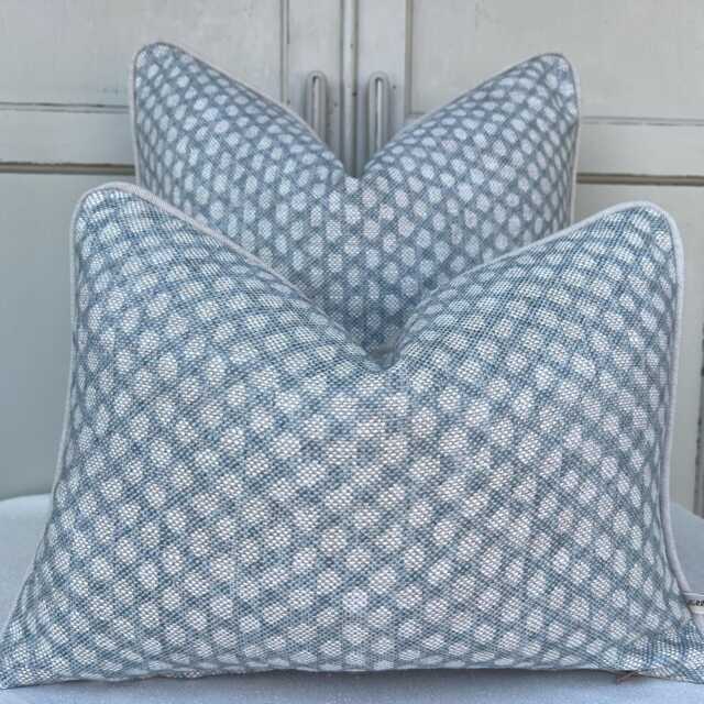 Cushions Made in Fermoie Wicker Designer Decorative Pale Blue Cushion Pillow Throw Cover - image 1