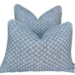 Cushions Made in Fermoie Wicker Designer Decorative Pale Blue Cushion Pillow Throw Cover - thumbnail 2