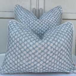Cushions Made in Fermoie Wicker Designer Decorative Pale Blue Cushion Pillow Throw Cover - thumbnail 1